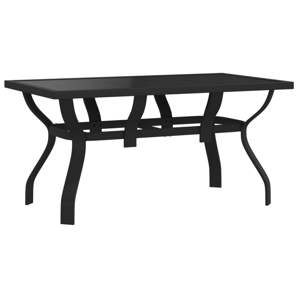 Outdoor Patio Rectangular 4 Person Steel Garden Dining Table With Glass Top - Bargainia.com - 8720286849941 - 318768