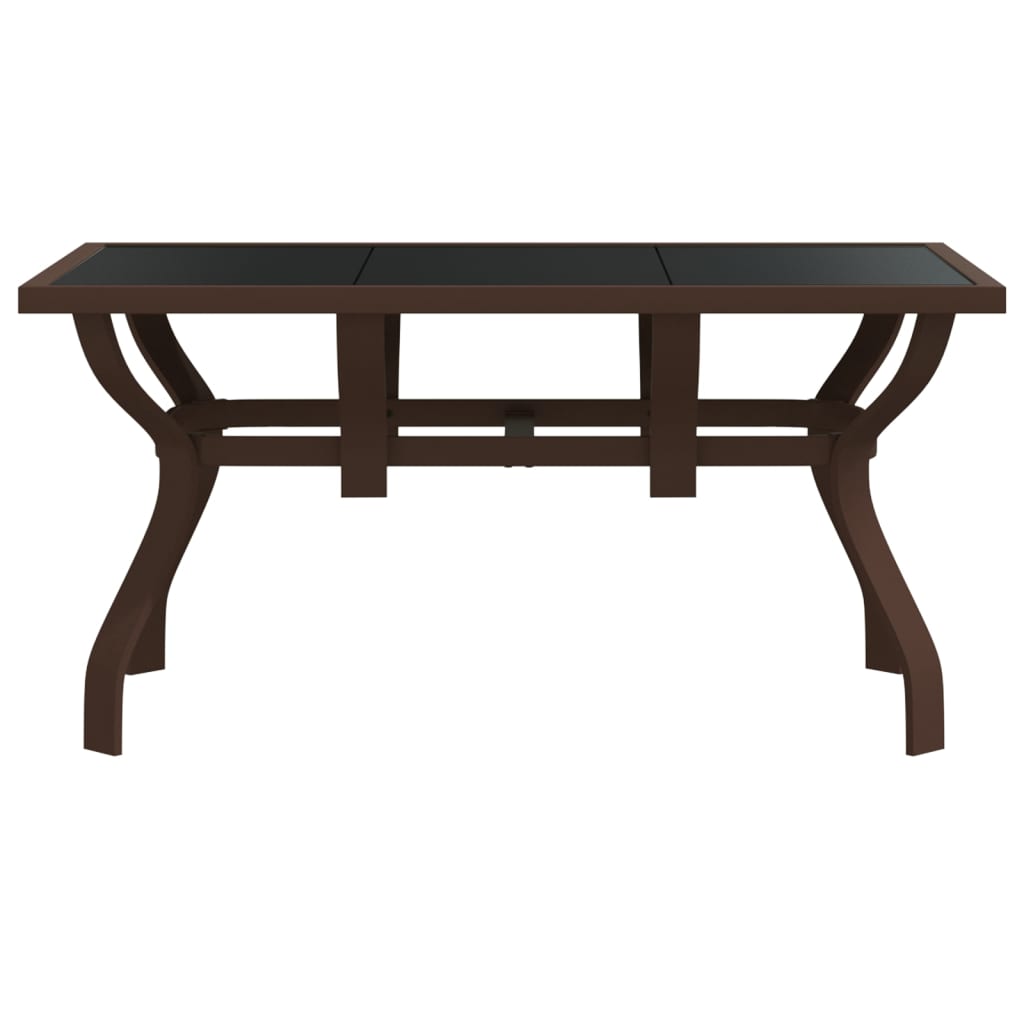 Outdoor Patio Rectangular 4 Person Steel Garden Dining Table With Glass Top - Bargainia.com - 8720286849989 - 318772