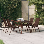 Outdoor Patio Rectangular 4 Person Steel Garden Dining Table With Glass Top - Bargainia.com - 8720286849989 - 318772