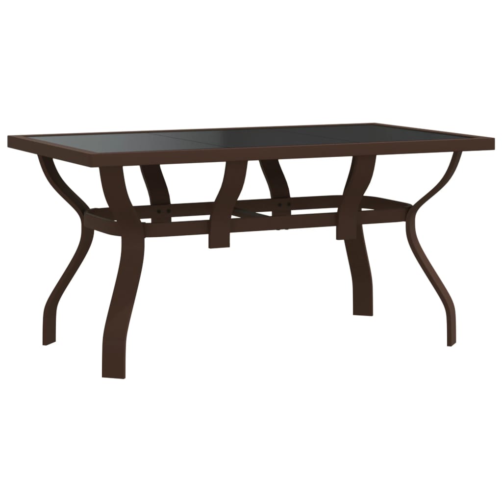Outdoor Patio Rectangular 4 Person Steel Garden Dining Table With Glass Top - Bargainia.com - 8720286849989 - 318772