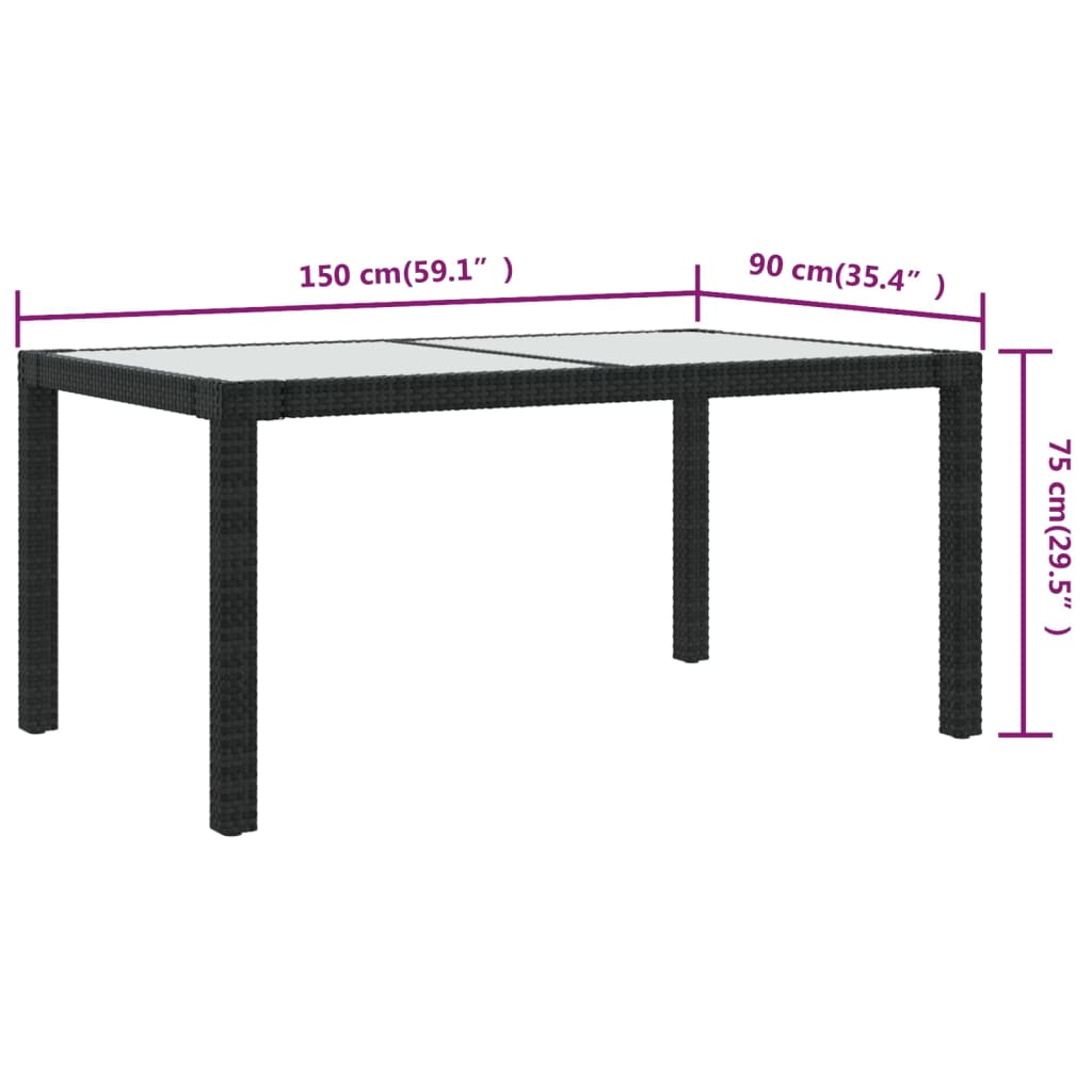 Outdoor Patio Rectangular Garden Dining Table With Glass Top Outside Tables - Bargainia.com - 