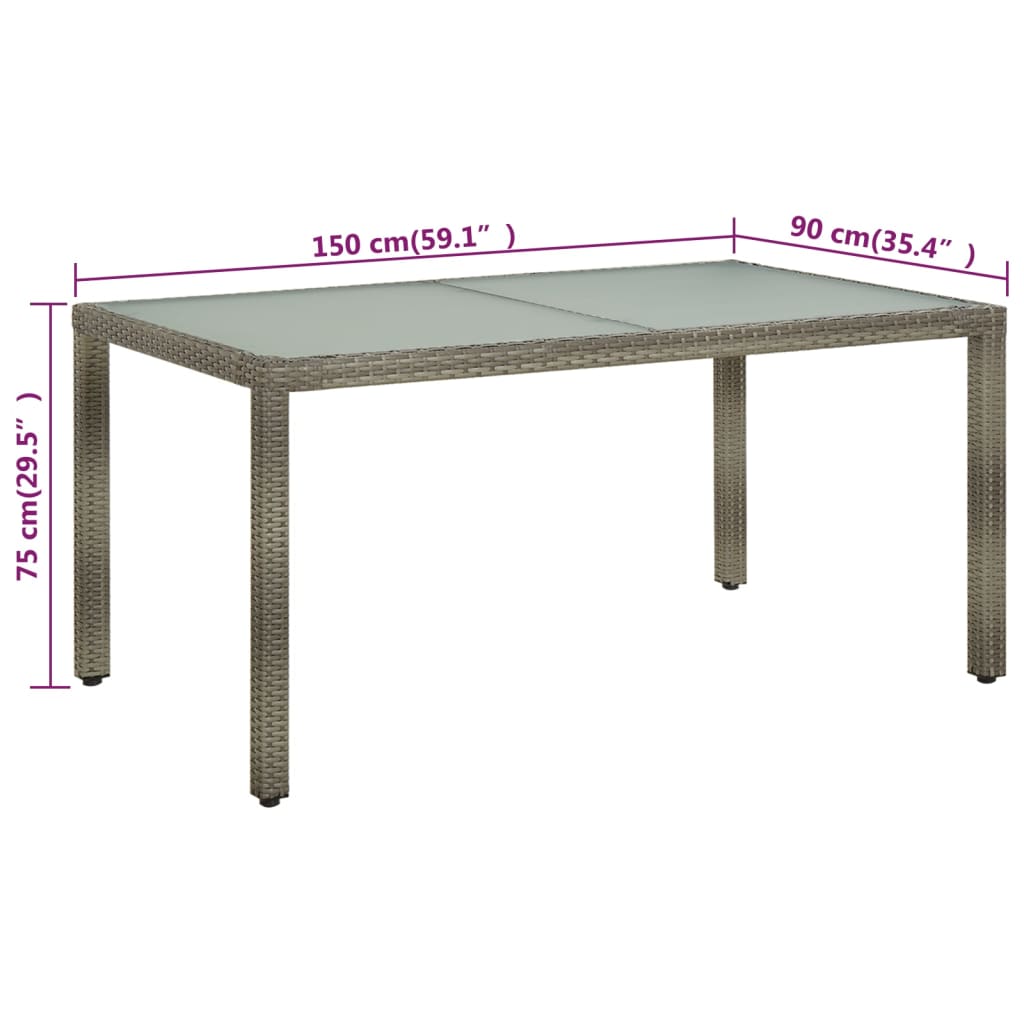 Outdoor Patio Rectangular Garden Dining Table With Glass Top Outside Tables - Bargainia.com - 8720286666432 - 316707