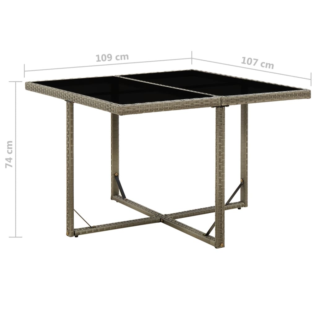 Outdoor Patio Square Poly Rattan Garden Dining Table With Glass Top Outside - Bargainia.com - 8720286666852 - 316765