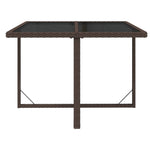Outdoor Patio Square Poly Rattan Garden Dining Table With Glass Top Outside - Bargainia.com - 