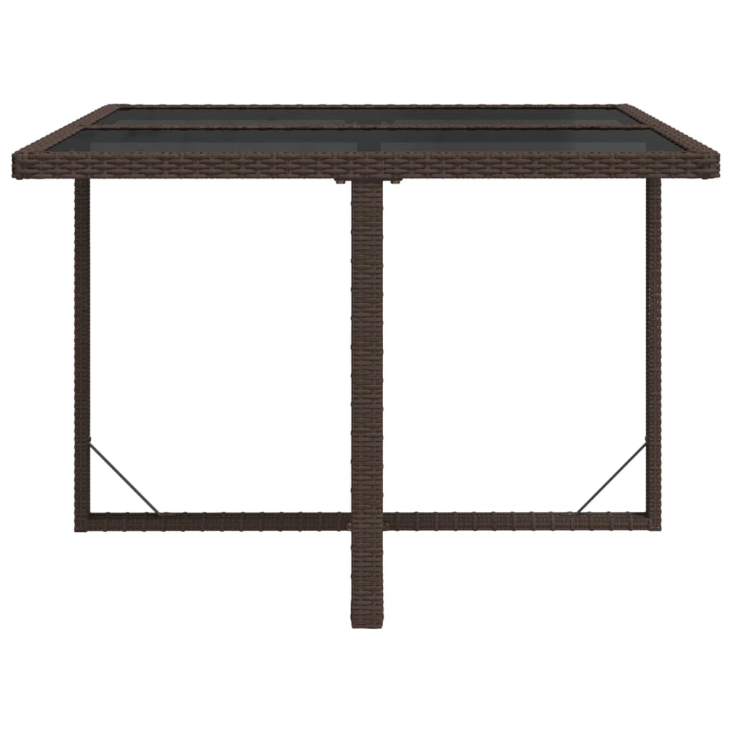 Outdoor Patio Square Poly Rattan Garden Dining Table With Glass Top Outside - Bargainia.com - 
