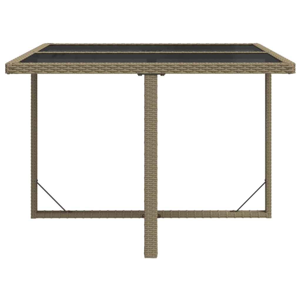 Outdoor Patio Square Poly Rattan Garden Dining Table With Glass Top Outside - Bargainia.com - 8720286667095 - 316789
