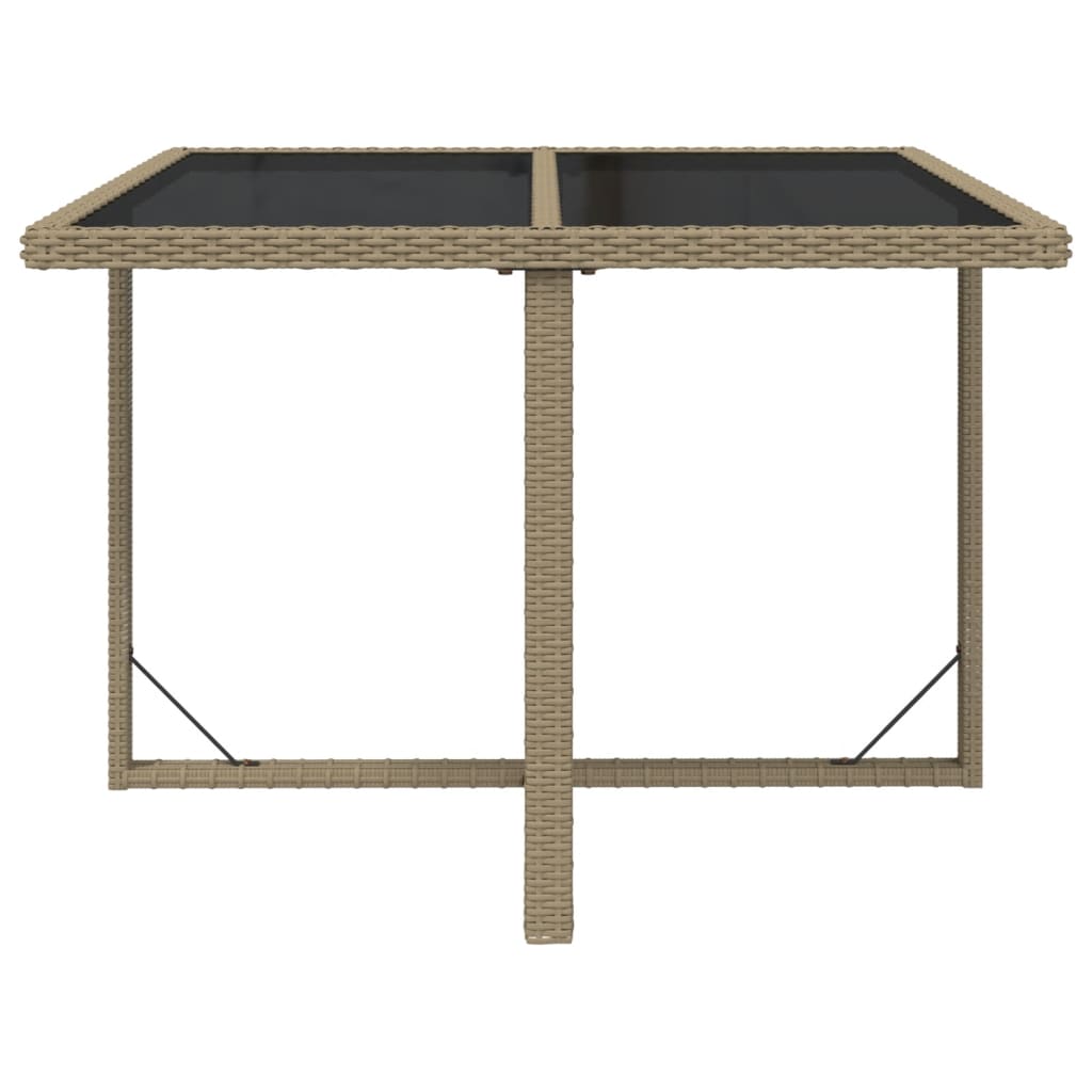 Outdoor Patio Square Poly Rattan Garden Dining Table With Glass Top Outside - Bargainia.com - 8720286667095 - 316789