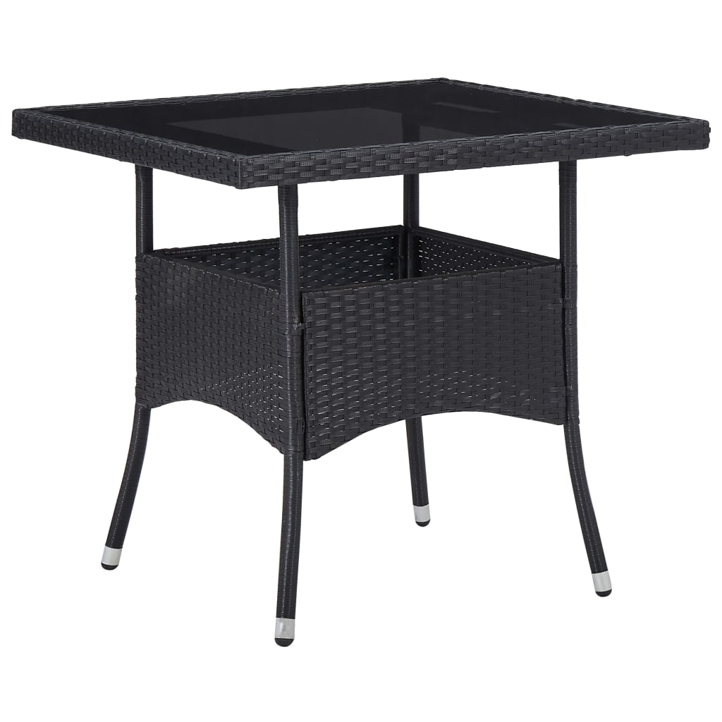 Outdoor Patio Square Poly Rattan Garden Dining Table With Glass Top Outside Tables - Bargainia.com - 