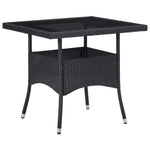 Outdoor Patio Square Poly Rattan Garden Dining Table With Glass Top Outside Tables - Bargainia.com - 