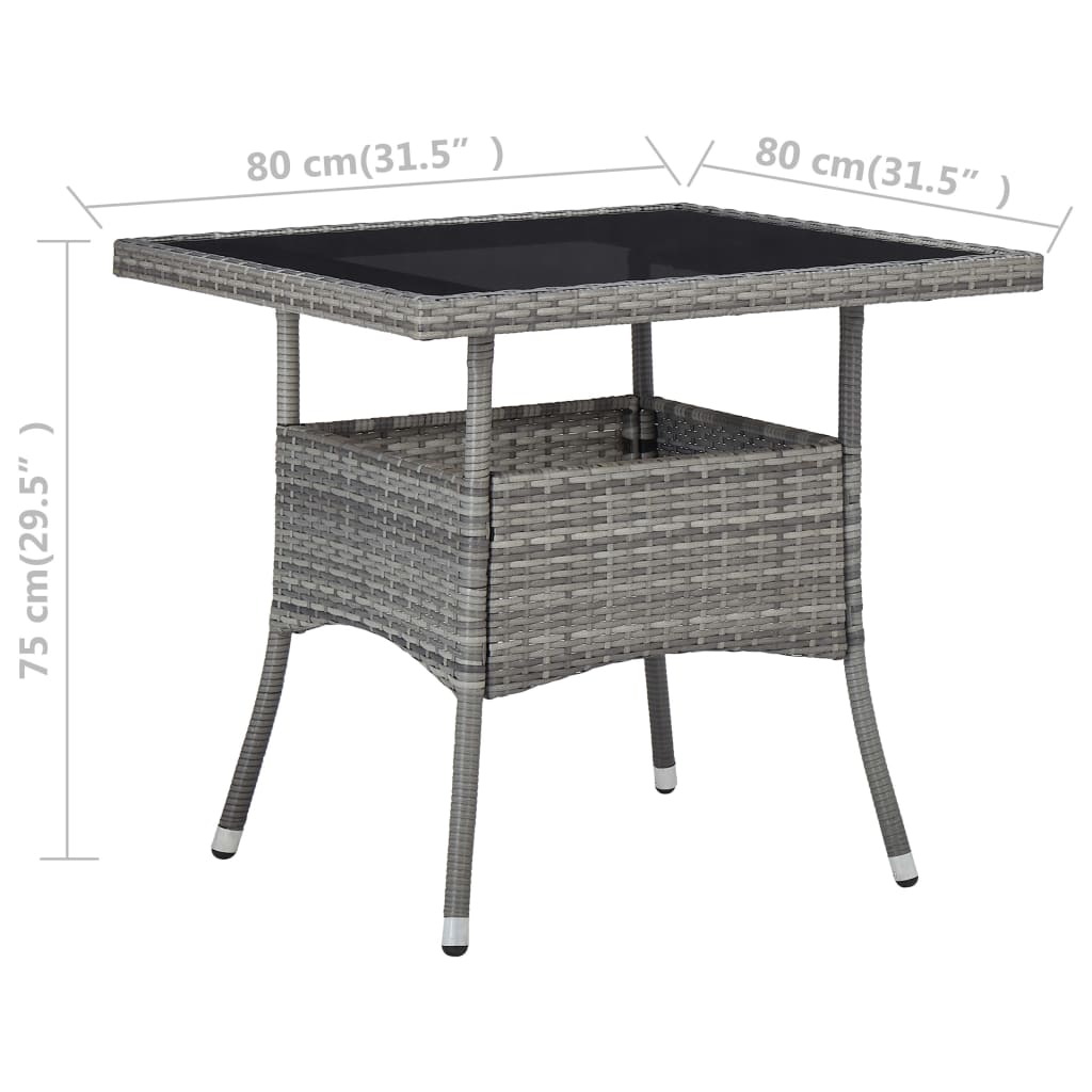 Outdoor Patio Square Poly Rattan Garden Dining Table With Glass Top Outside Tables - Bargainia.com - 8719883727288 - 46178