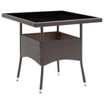 Outdoor Patio Square Poly Rattan Garden Dining Table With Glass Top Outside Tables - Bargainia.com - 