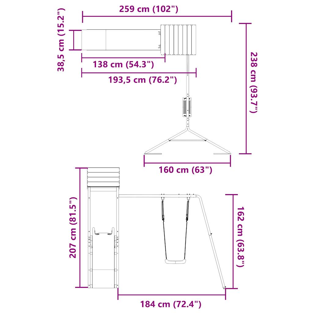 Outdoor Playset Solid Wood Pine - Bargainia.com - 