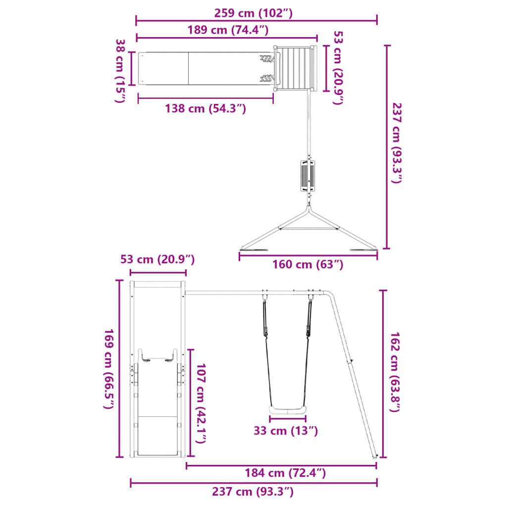 Outdoor Playset Solid Wood Pine - Bargainia.com - 