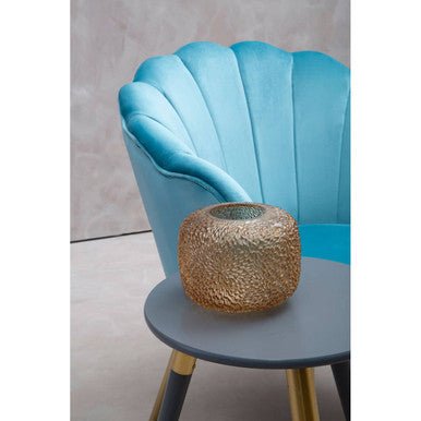 Ovala Aqua Blue Velvet Scalloped Chair - Bargainia.com - 5018705490236
