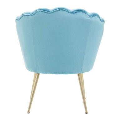 Ovala Aqua Blue Velvet Scalloped Chair - Bargainia.com - 5018705490236