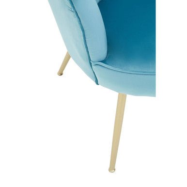 Ovala Aqua Blue Velvet Scalloped Chair - Bargainia.com - 5018705490236