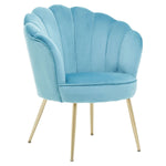 Ovala Aqua Blue Velvet Scalloped Chair - Bargainia.com - 5018705490236