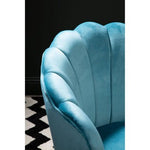 Ovala Aqua Blue Velvet Scalloped Chair - Bargainia.com - 5018705490236