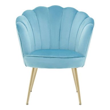 Ovala Aqua Blue Velvet Scalloped Chair - Bargainia.com - 5018705490236