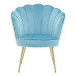 Ovala Aqua Blue Velvet Scalloped Chair - Bargainia.com - 5018705490236