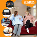 Oversized Sherpa Fleece Hoodie Blanket - Baby Blue - Bargainia.com - 5056536110367