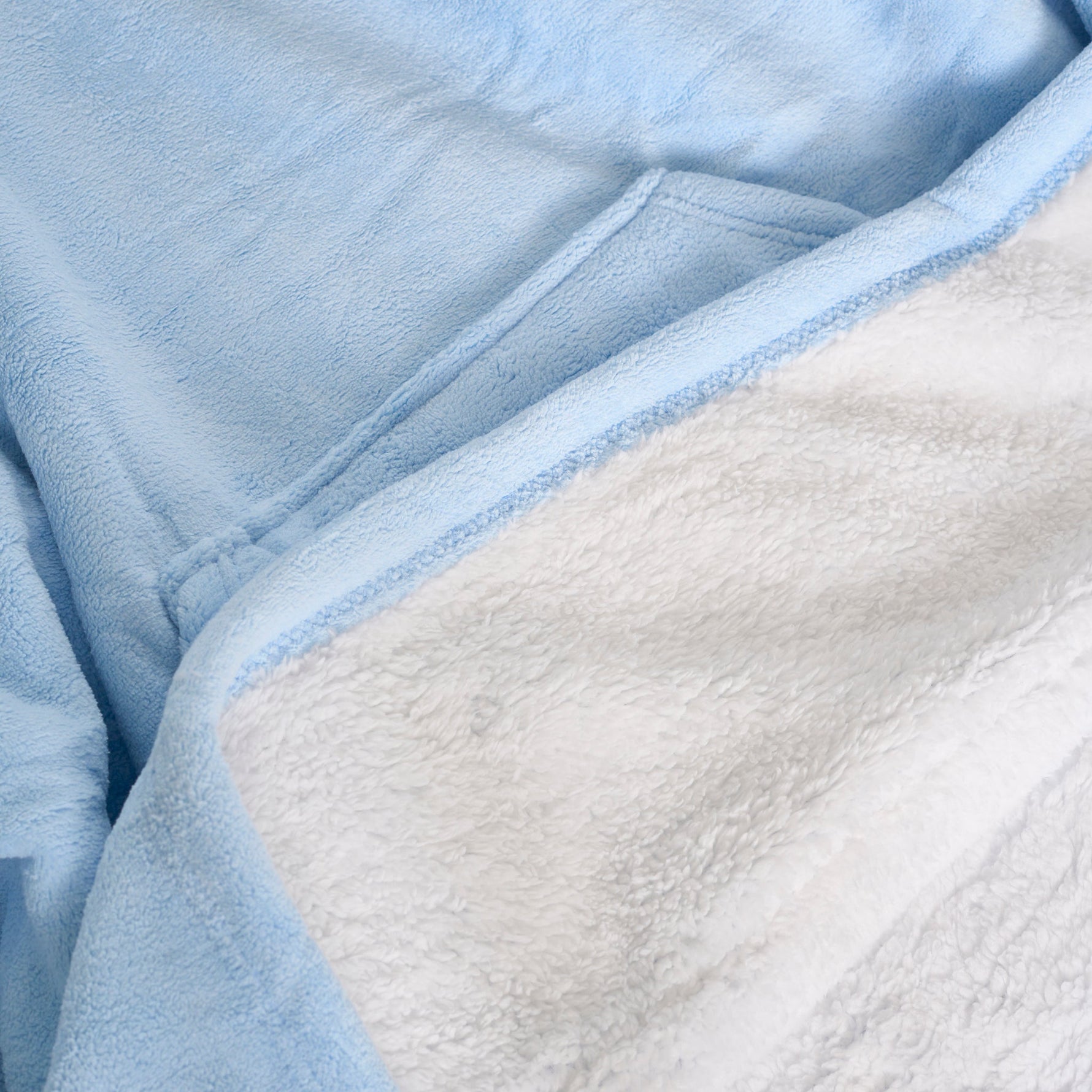 Oversized Sherpa Fleece Hoodie Blanket - Baby Blue - Bargainia.com - 