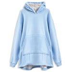 Oversized Sherpa Fleece Hoodie Blanket - Baby Blue - Bargainia.com - 