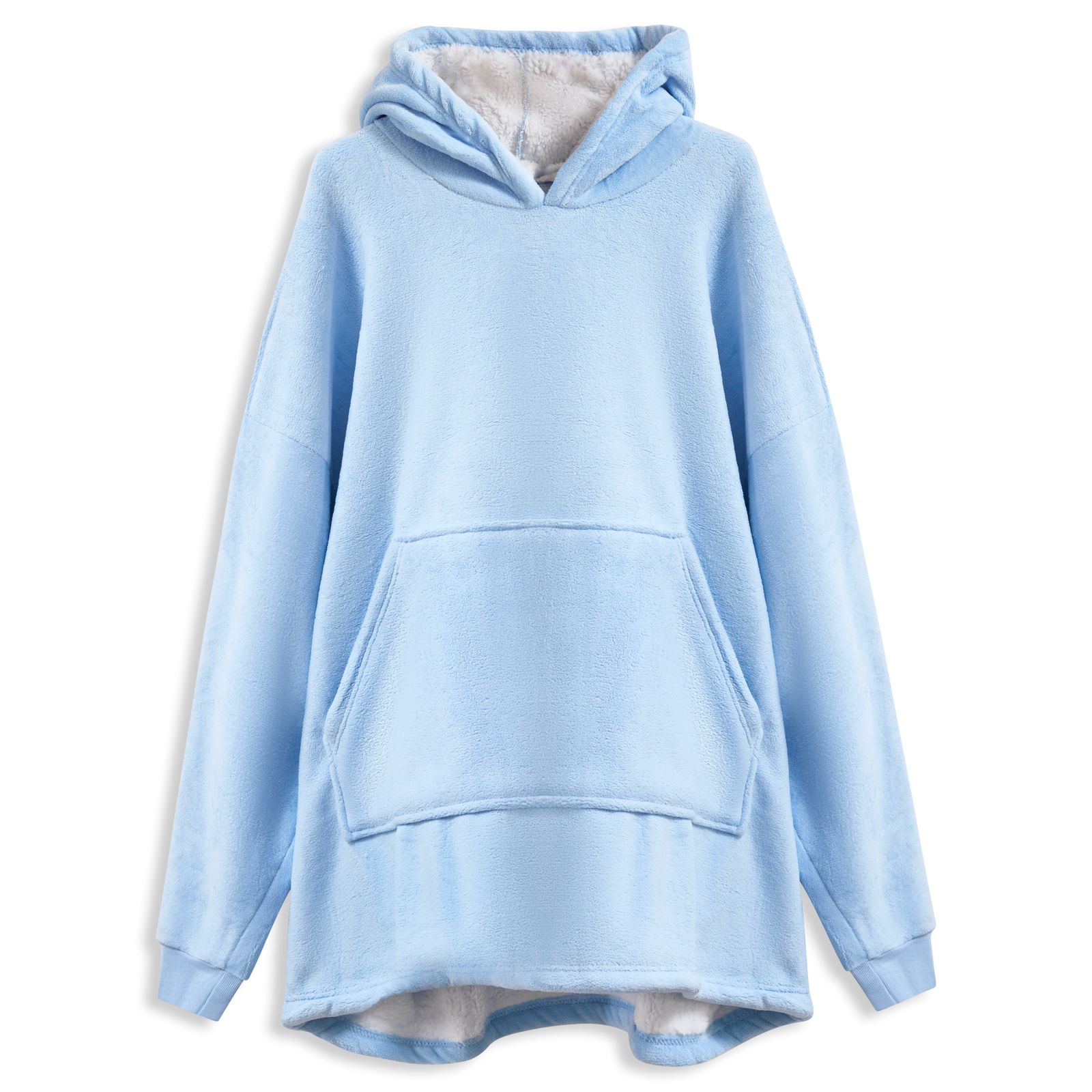 Oversized Sherpa Fleece Hoodie Blanket - Baby Blue Bargainia.com