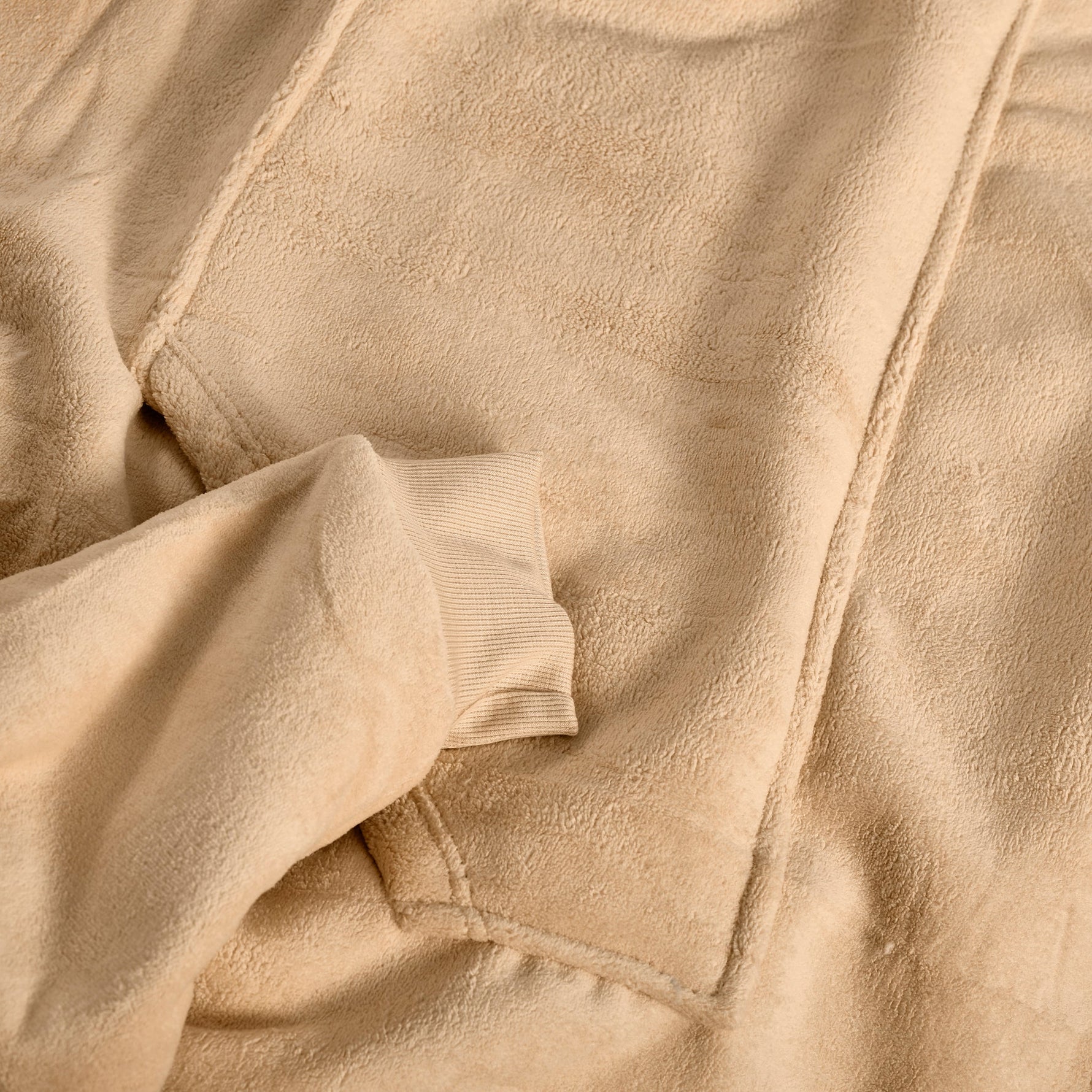 Oversized Sherpa Fleece Hoodie Blanket - Beige - Bargainia.com - 