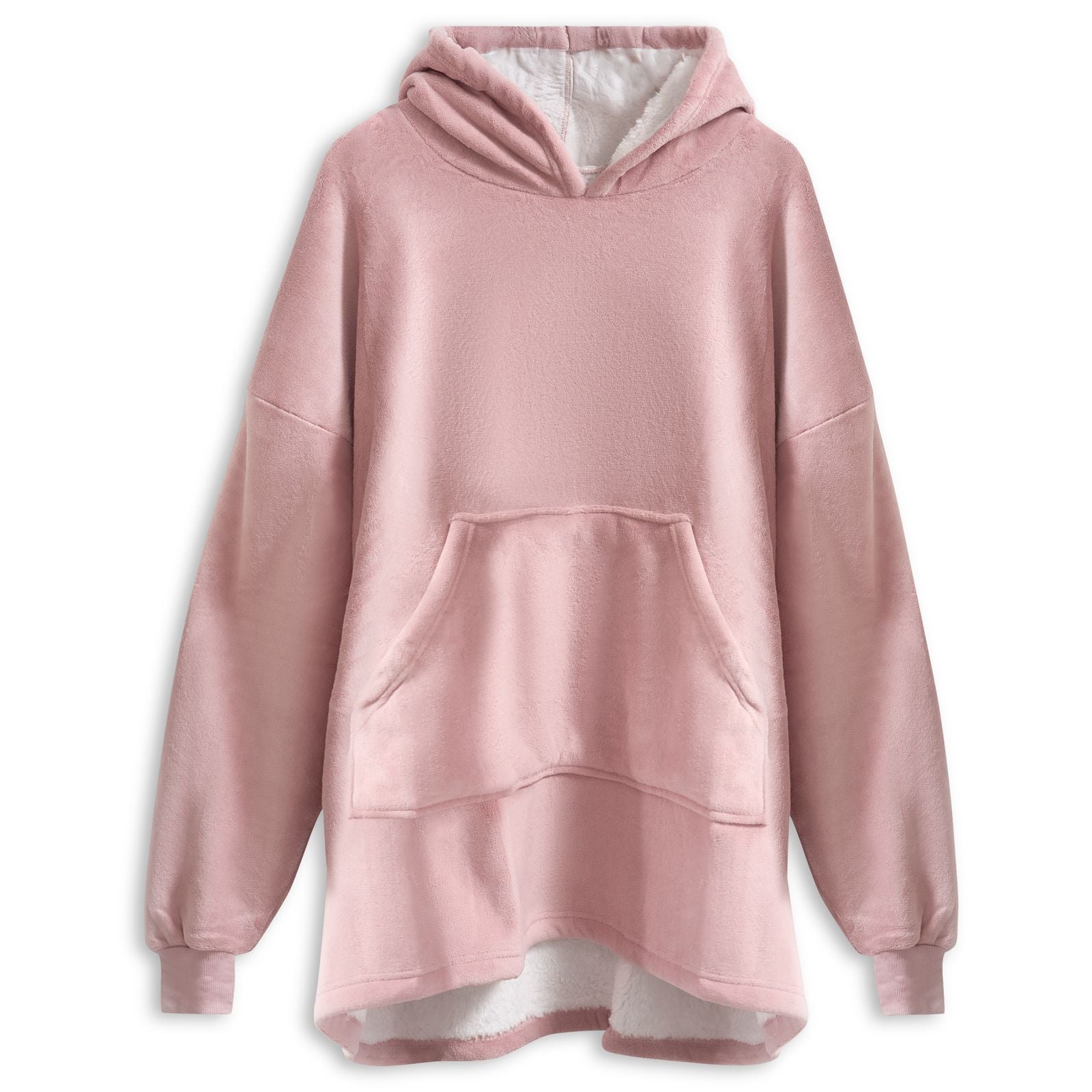 Oversized Sherpa Fleece Hoodie Blanket - Blush Pink - Bargainia.com - 