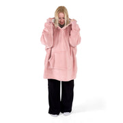 Oversized Sherpa Fleece Hoodie Blanket - Blush Pink Bargainia.com