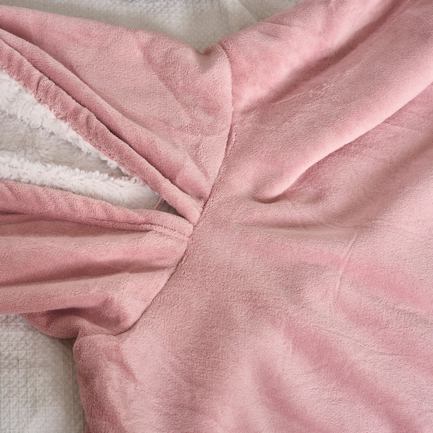 Oversized Sherpa Fleece Hoodie Blanket - Blush Pink - Bargainia.com - 