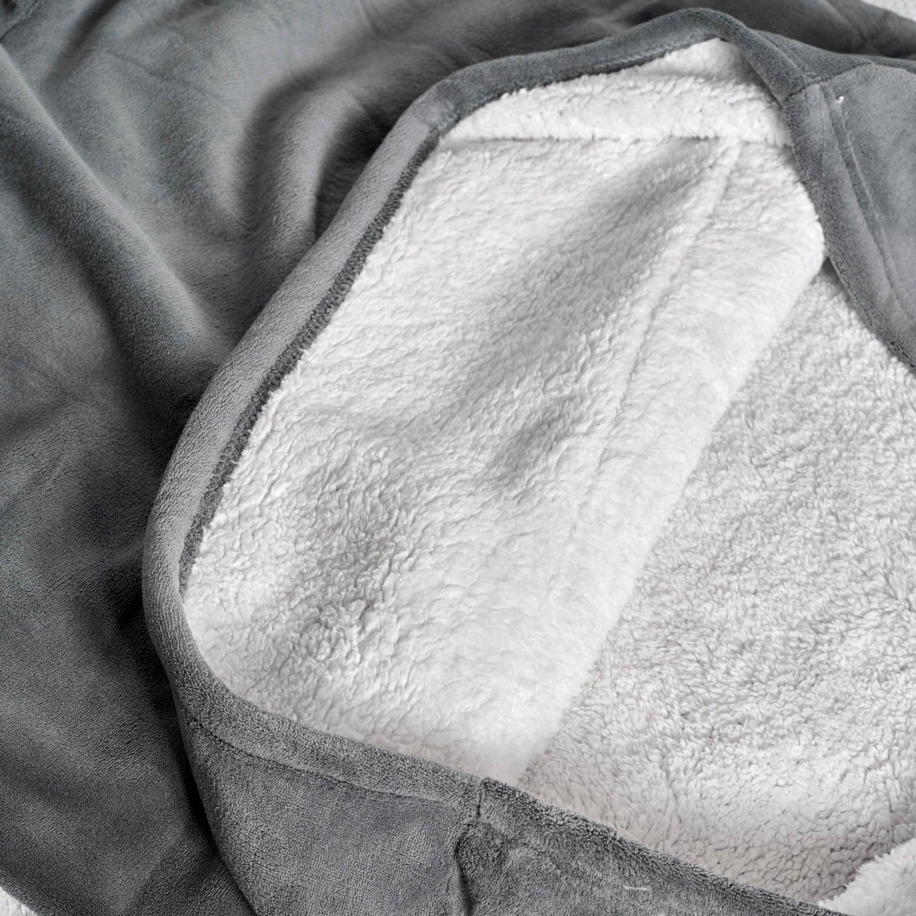 Oversized Sherpa Fleece Hoodie Blanket - Charcoal Grey - Bargainia.com - 
