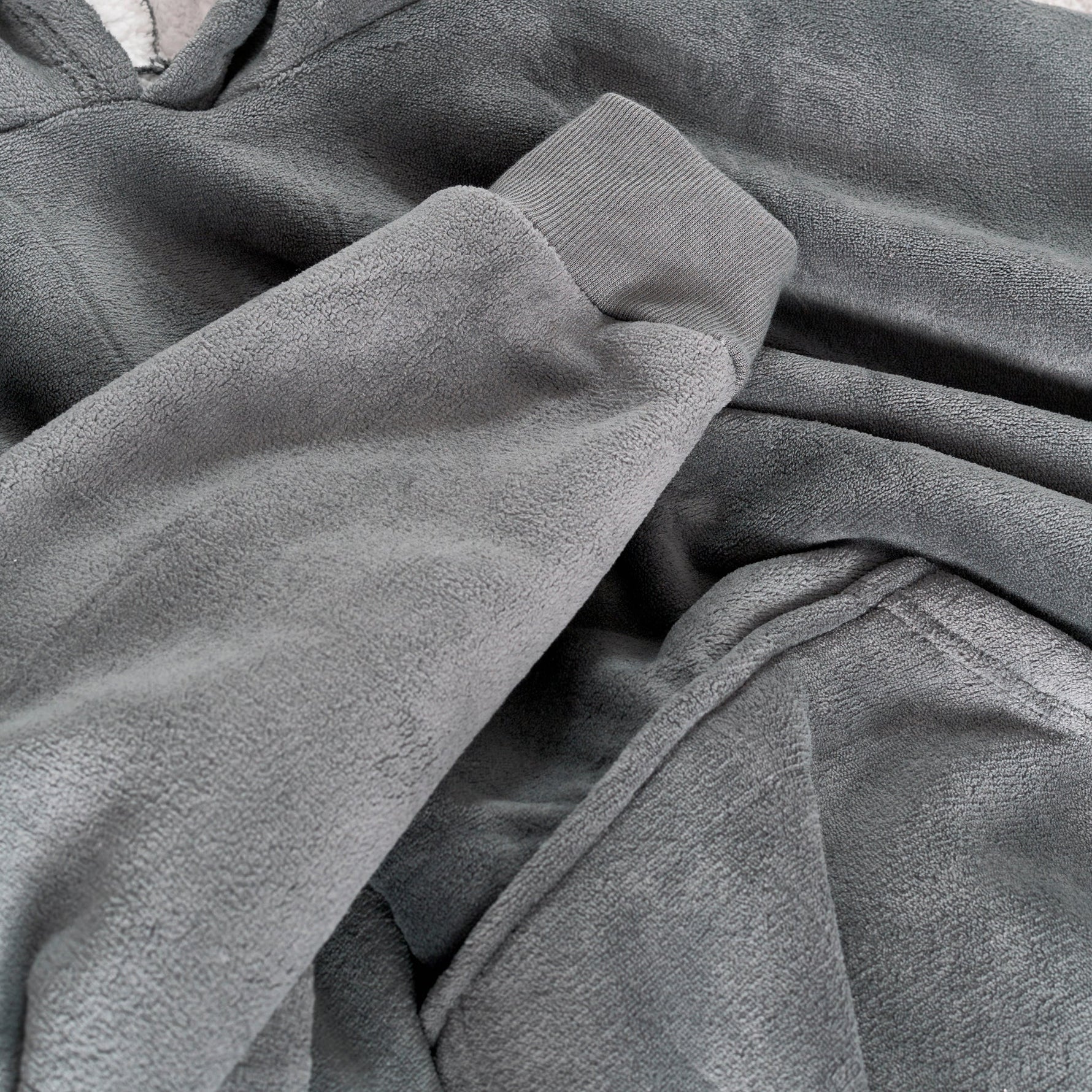 Oversized Sherpa Fleece Hoodie Blanket - Charcoal Grey - Bargainia.com - 