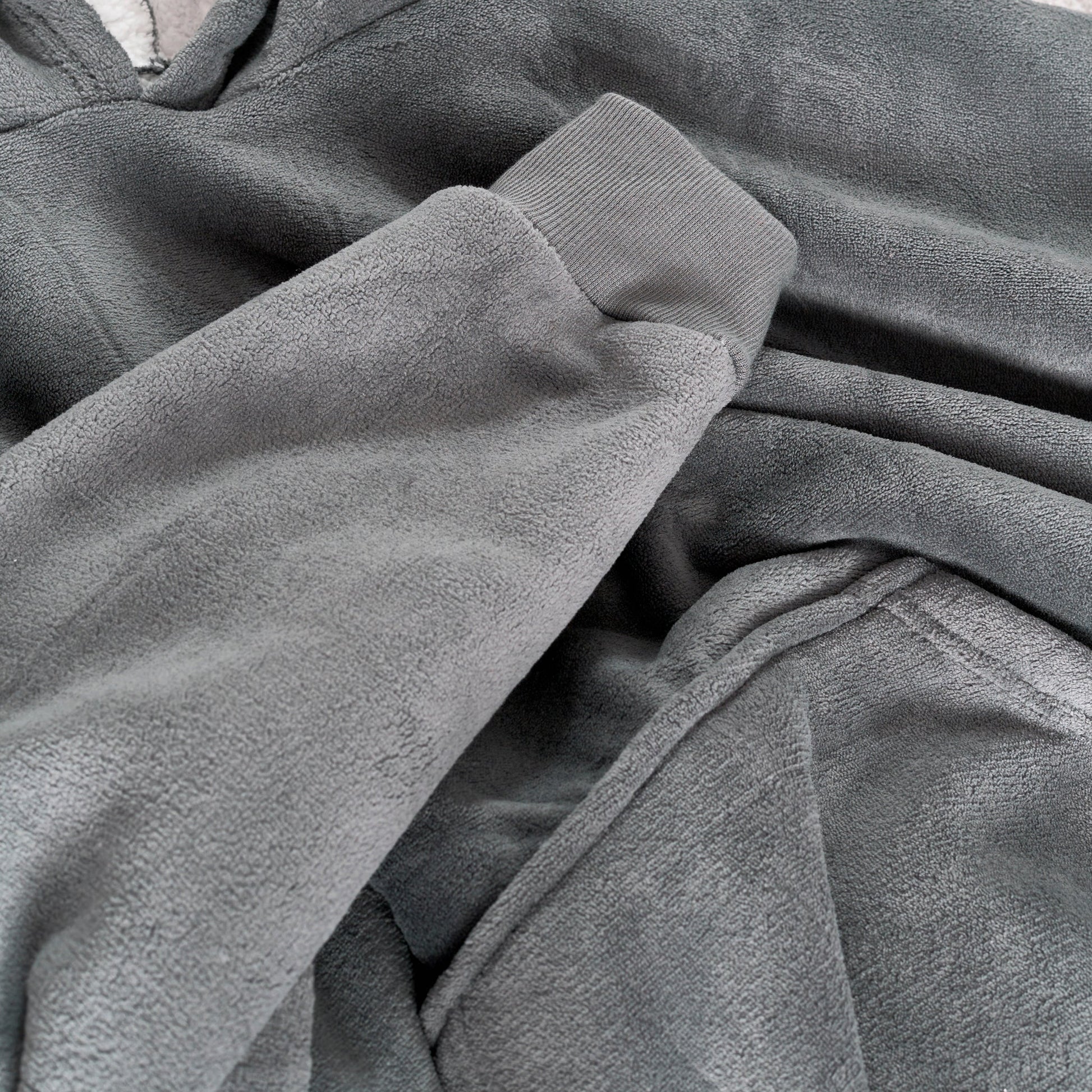 Oversized Sherpa Fleece Hoodie Blanket - Charcoal Grey Bargainia.com
