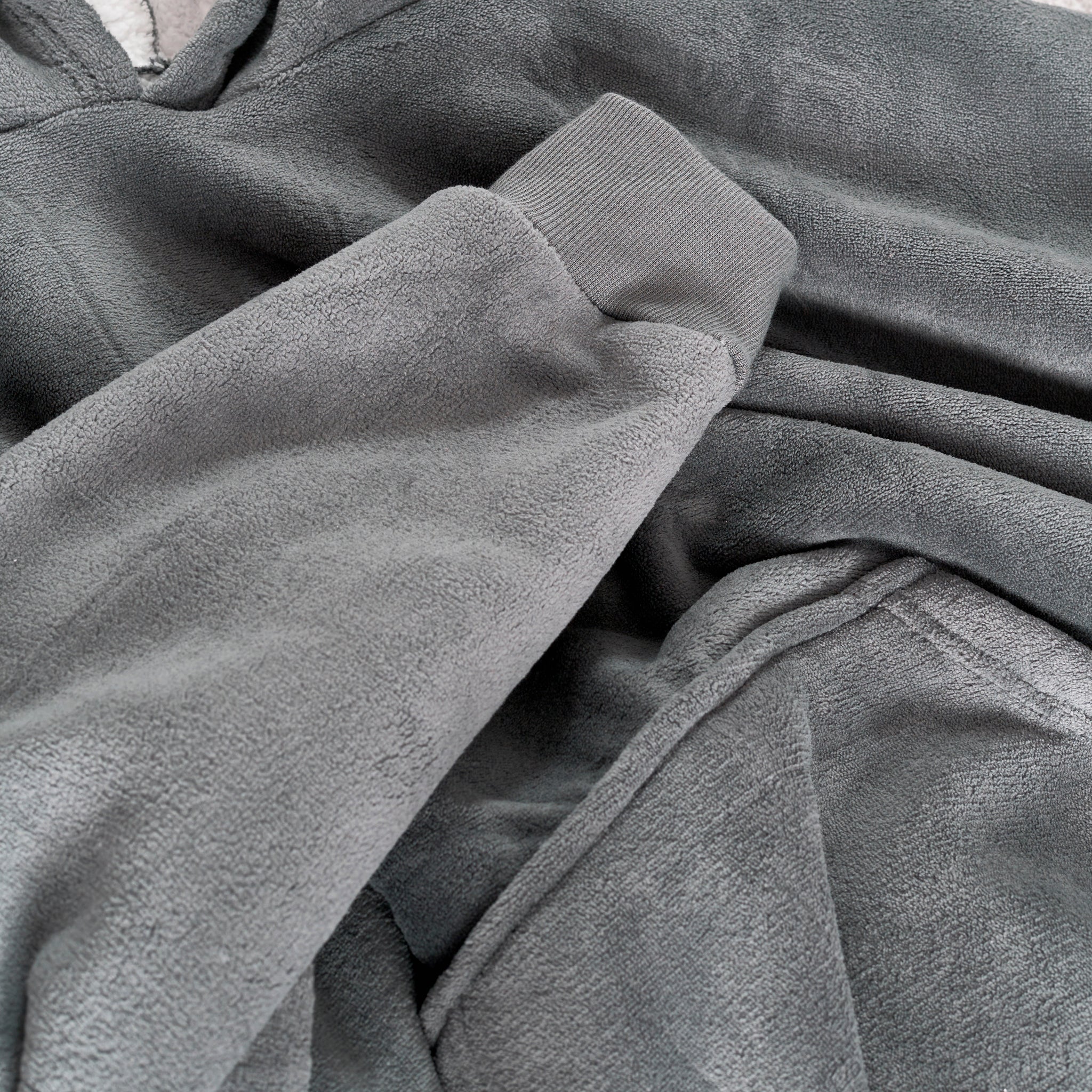 Oversized Sherpa Fleece Hoodie Blanket - Charcoal Grey Bargainia.com