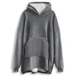 Oversized Sherpa Fleece Hoodie Blanket - Charcoal Grey - Bargainia.com - 