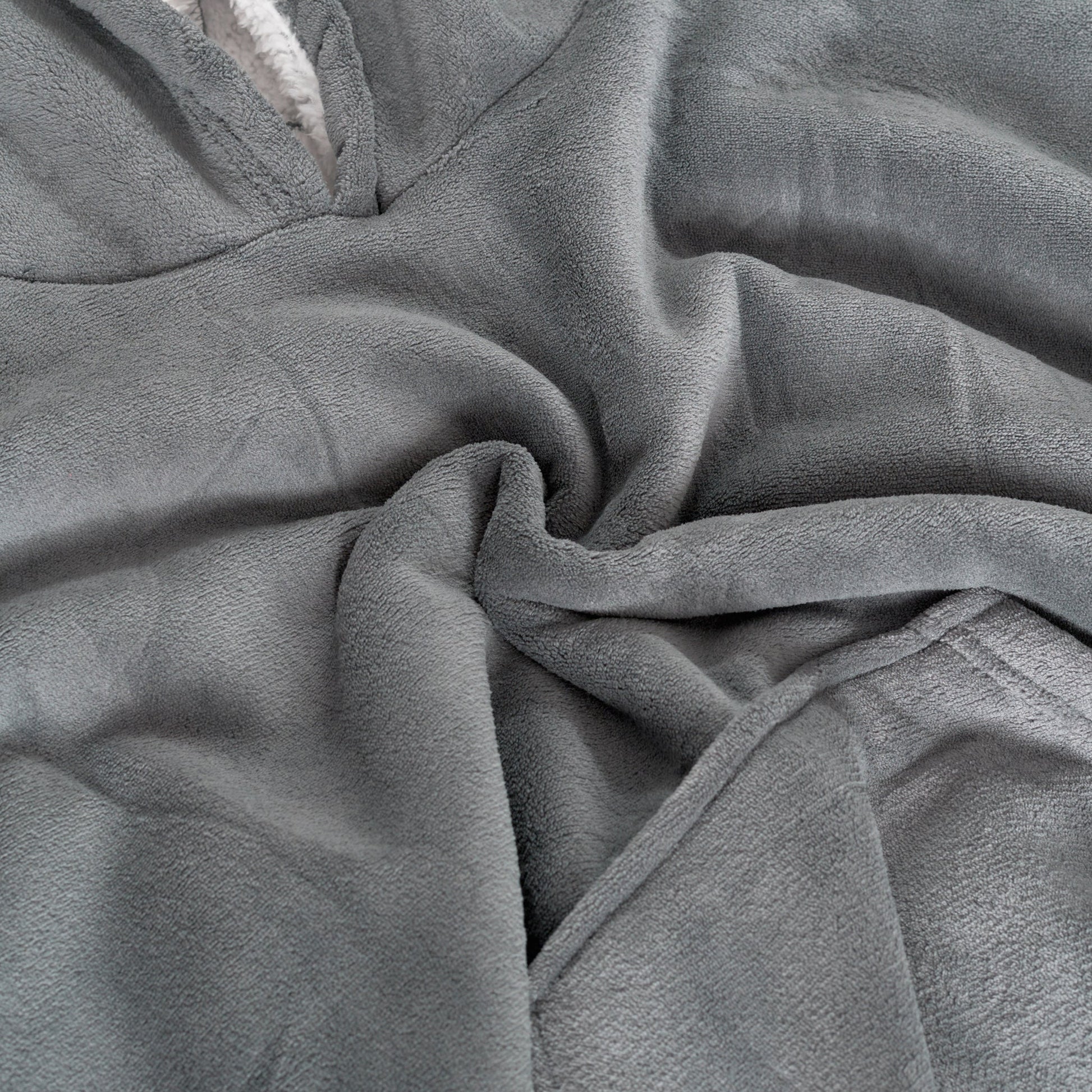 Oversized Sherpa Fleece Hoodie Blanket - Charcoal Grey Bargainia.com