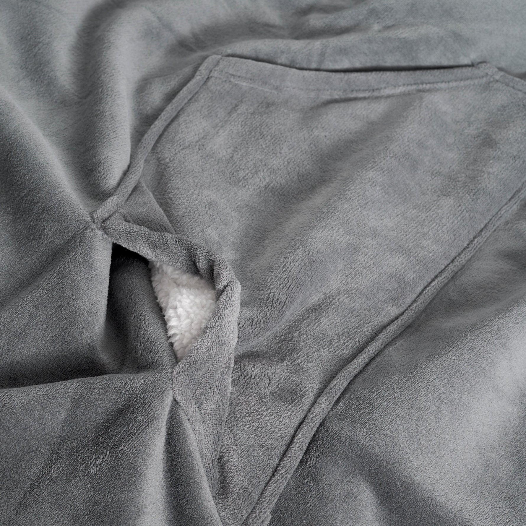 Oversized Sherpa Fleece Hoodie Blanket - Charcoal Grey - Bargainia.com - 