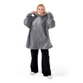 Oversized Sherpa Fleece Hoodie Blanket - Charcoal Grey - Bargainia.com - 