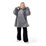 Oversized Sherpa Fleece Hoodie Blanket - Charcoal Grey - Bargainia.com - 
