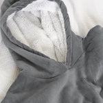 Oversized Sherpa Fleece Hoodie Blanket - Charcoal Grey - Bargainia.com - 