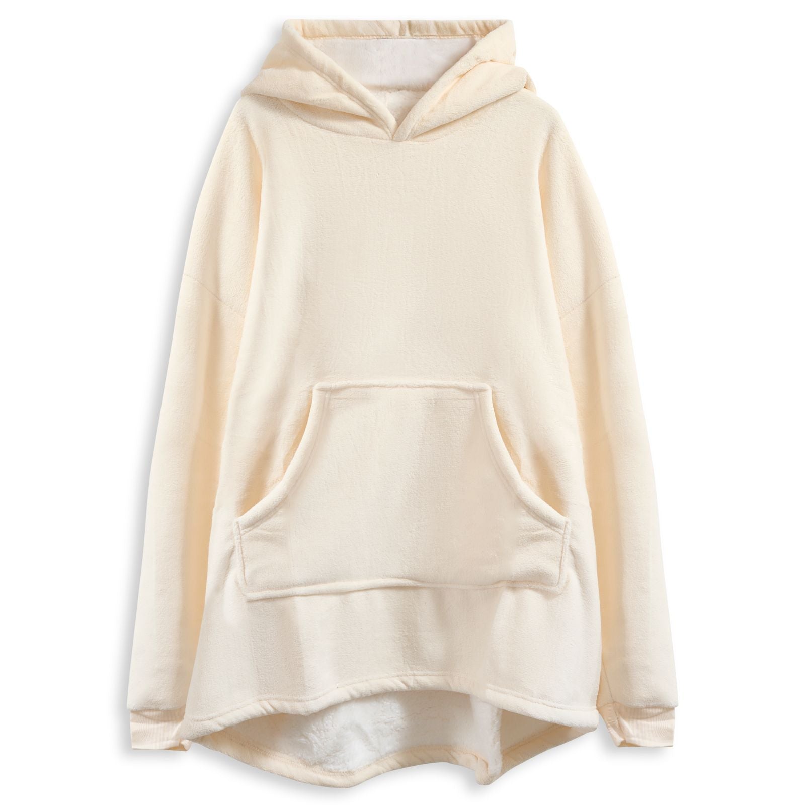 Oversized Sherpa Fleece Hoodie Blanket - Ivory Cream Bargainia.com