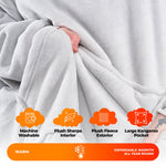 Oversized Sherpa Fleece Hoodie Blanket - Silver - Bargainia.com - 5056536110329