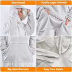 Oversized Sherpa Fleece Hoodie Blanket - Silver - Bargainia.com - 5056536110329