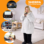 Oversized Sherpa Fleece Hoodie Blanket - Silver - Bargainia.com - 5056536110329