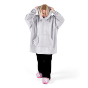 Oversized Sherpa Fleece Hoodie Blanket - Silver Bargainia.com