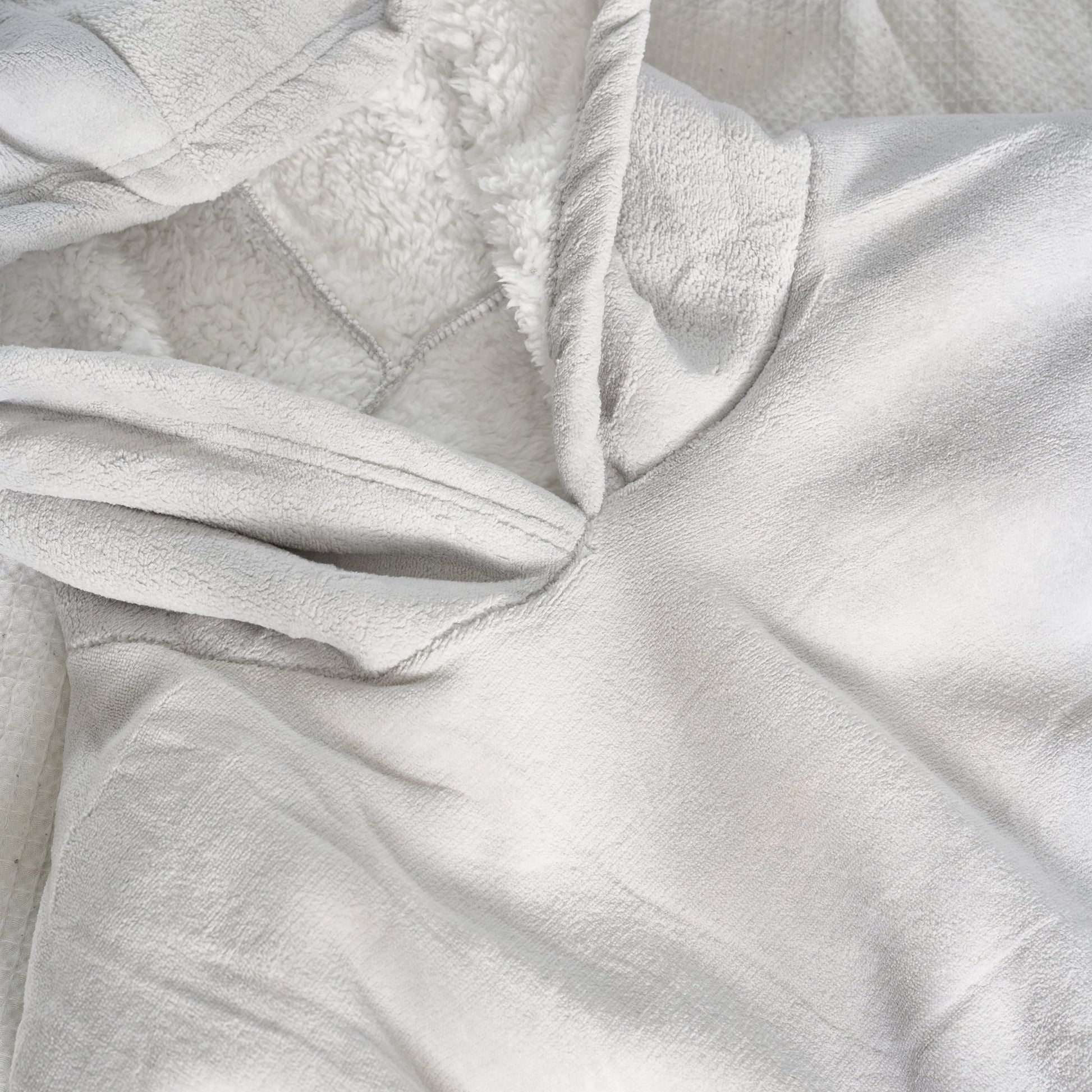 Oversized Sherpa Fleece Hoodie Blanket - Silver Bargainia.com