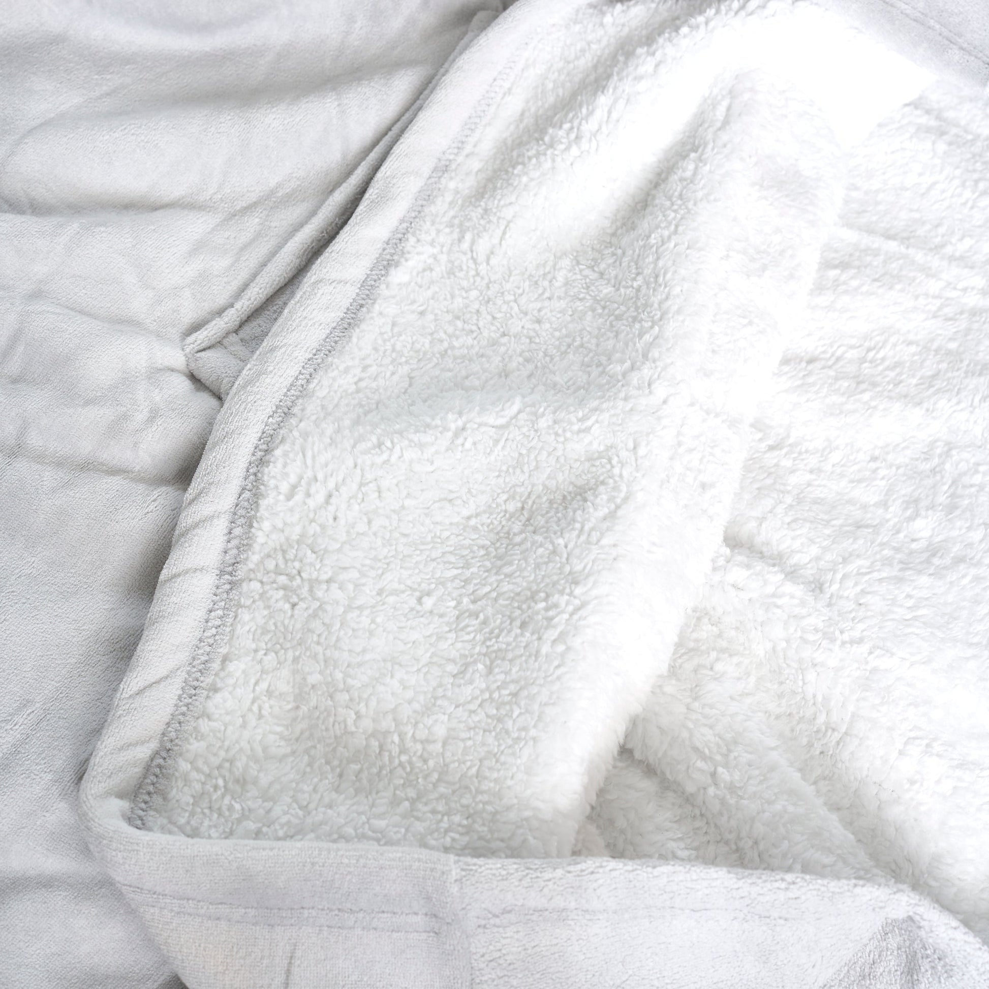 Oversized Sherpa Fleece Hoodie Blanket - Silver Bargainia.com