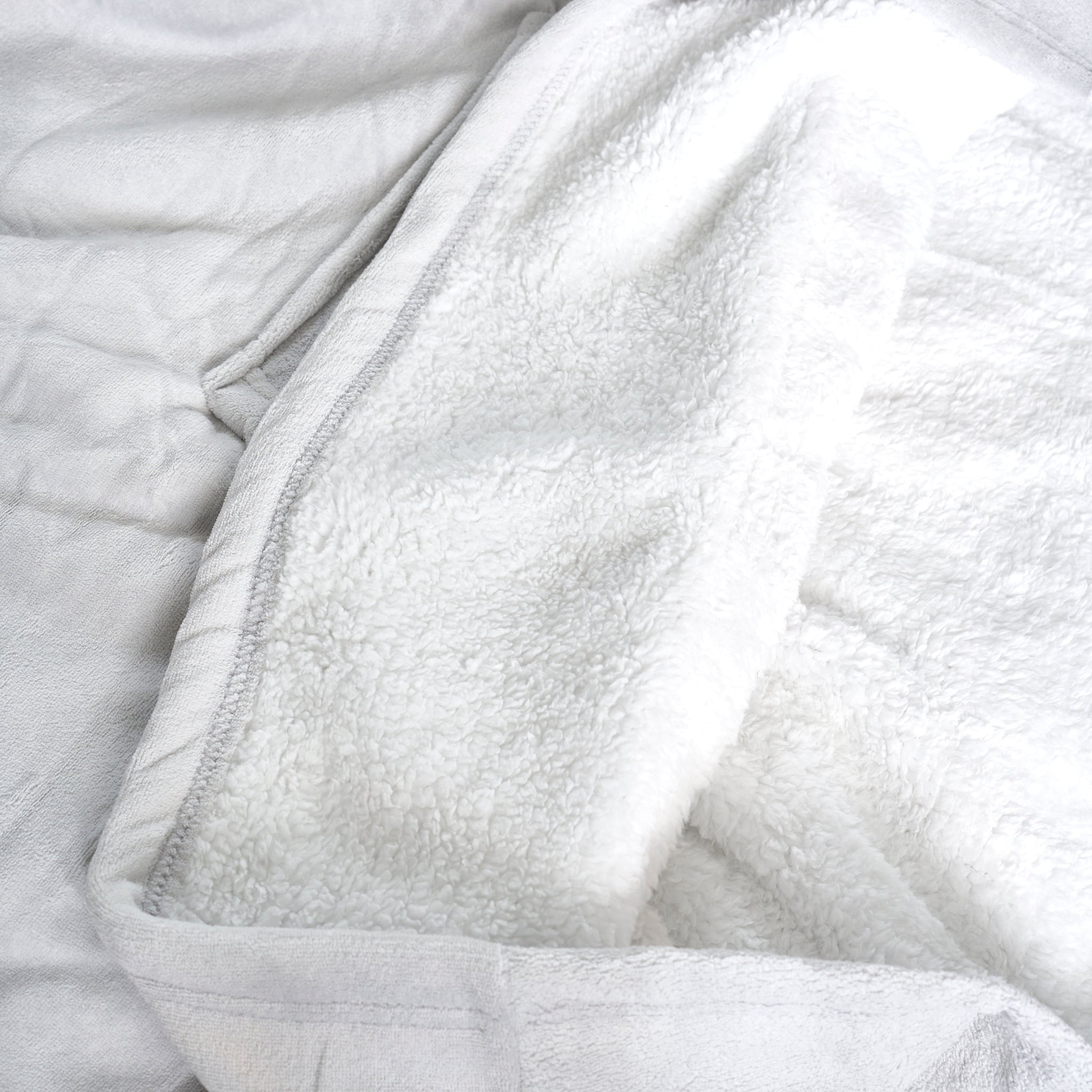 Oversized Sherpa Fleece Hoodie Blanket - Silver Bargainia.com